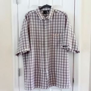 South Pole Men's Short Sleeve Button Down Plaid Shirt XL